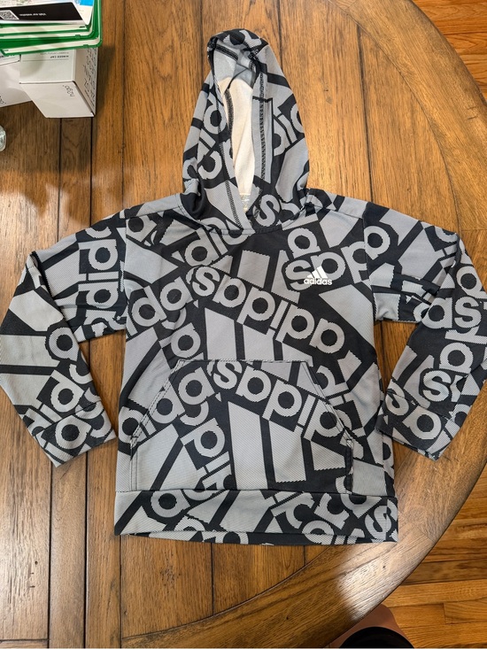 adidas Other - adidas Black & Gray Allover Logo Kids Hoodie